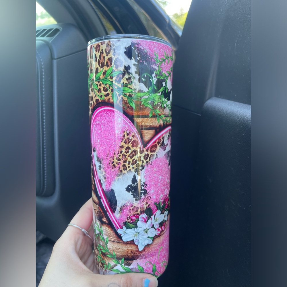 Pink and Leopard Print Tumbler